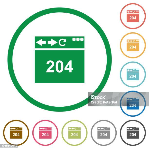 Browser 204 No Content Flat Icons With Outlines Stock Illustration - Download Image Now - Applying, Circle, Communication