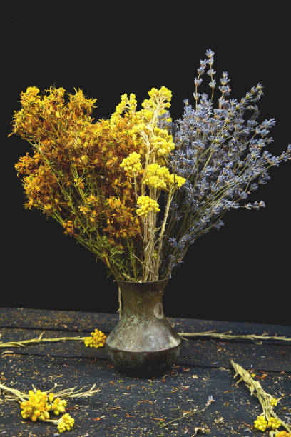 istock Dry herbs flower in vase - tutsan, sagebrush, 1035543824