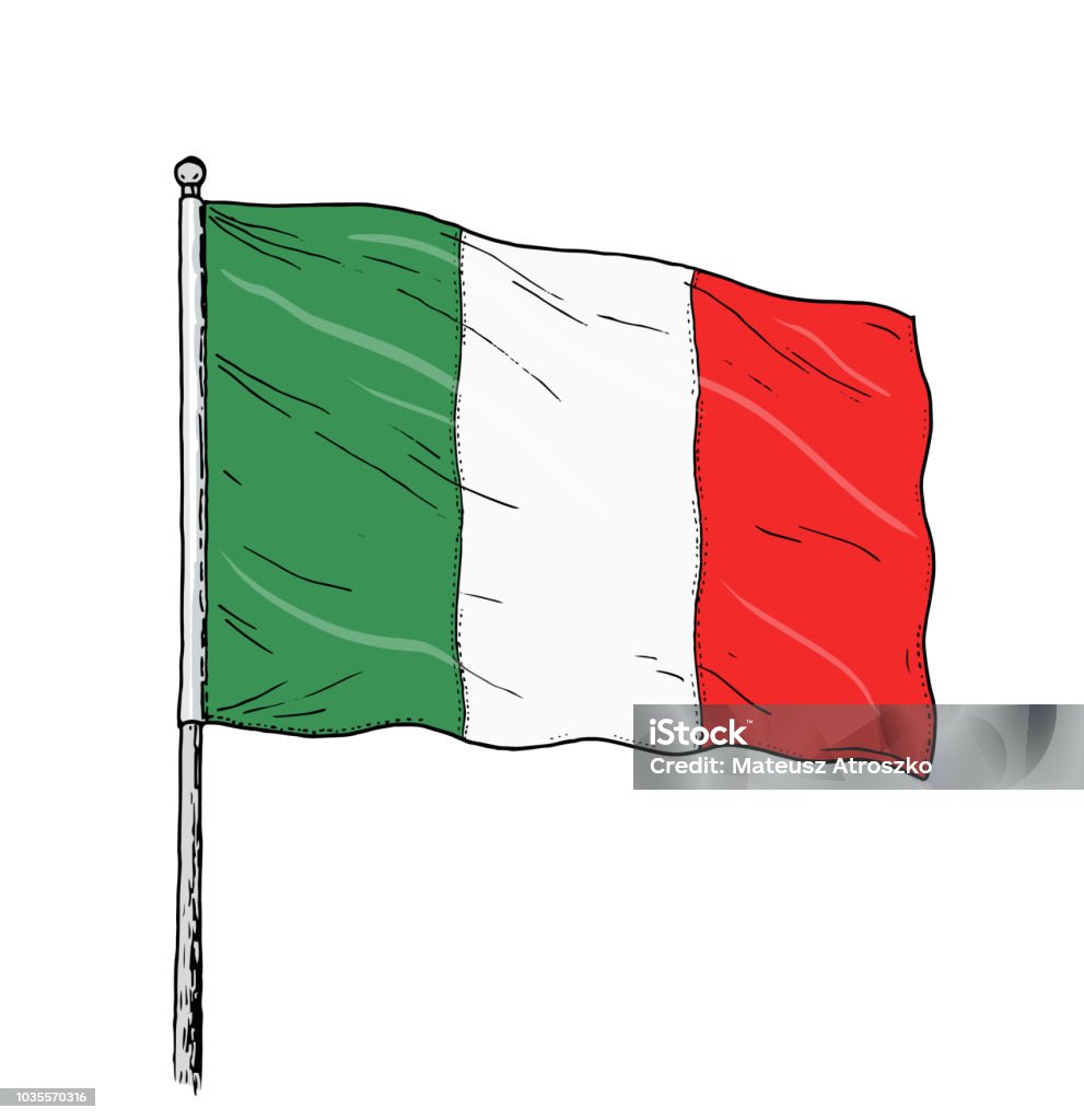 Italienische Flagge Zeichnung Jahrgang Wie Farbe Abbildung Der