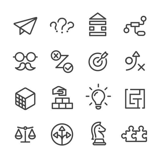 business lösung icons set - line serie - solution maze business innovation stock-grafiken, -clipart, -cartoons und -symbole
