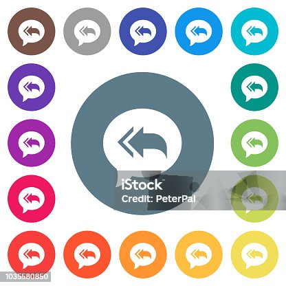 istock Reply to all recipients flat white icons on round color backgrounds 1035580850