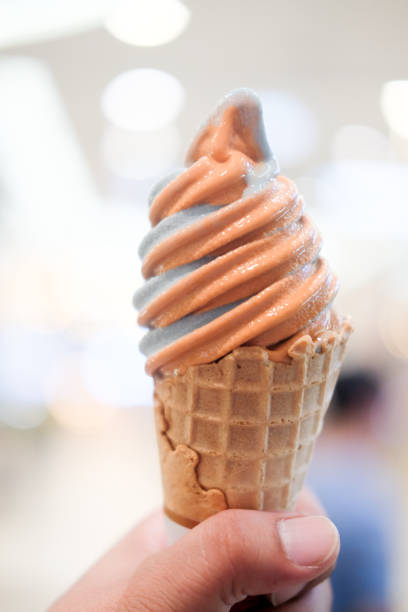 istock Thai milk tea and butterfly pea soft ice cream waffled cone 1035592222