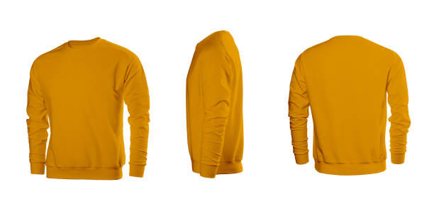istock Orange men's sweatshirt with long sleeves in rear and side views 1035596026