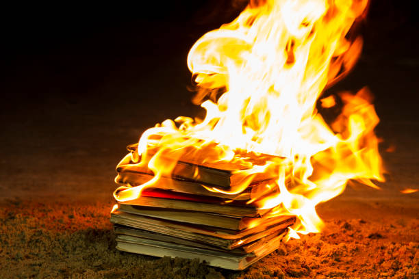 Stack of books burning