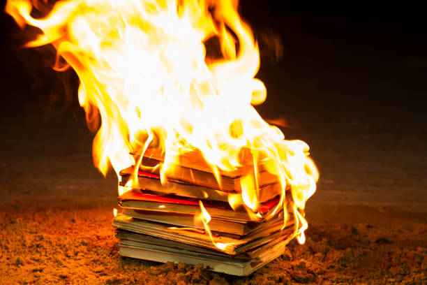 Stack of books burning