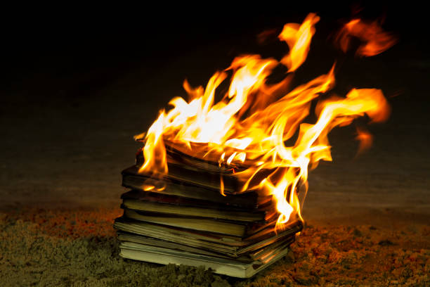 Stack of books burning