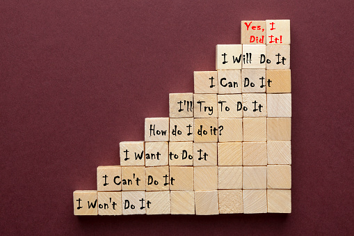 Yes, I Did It! written on wood blocks. Success concept.