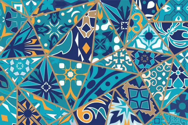 Vector illustration of Vector decorative background. Mosaic patchwork pattern for design and fashion