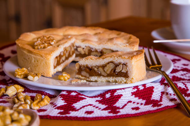 walnut cake stock photo