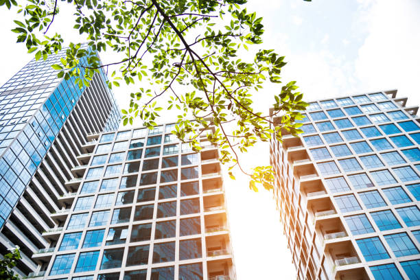 istock Modern office building with green leaves 1035618374