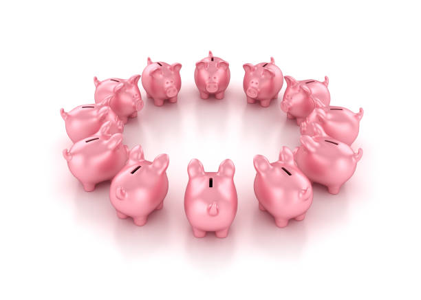 istock Piggy Bank Circle - 3D Rendering 1035619114