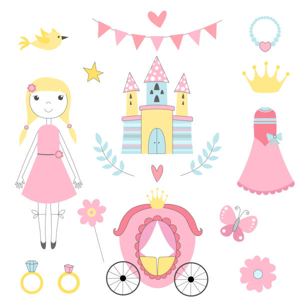 istock Fairy tale pictures of princess and other magician tools 1035619652