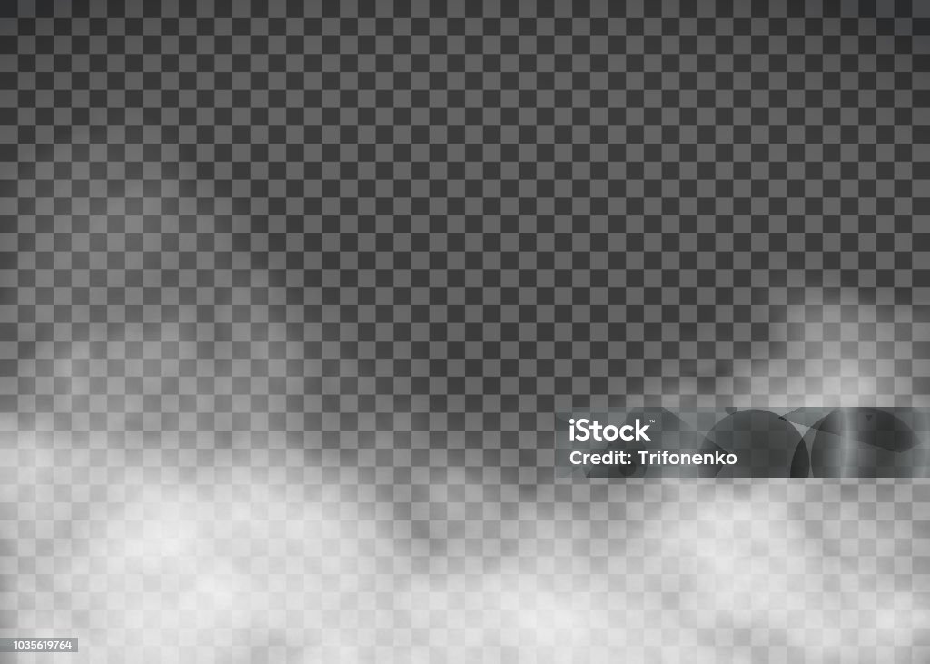 Weißer Rauch auf einem transparenten Hintergrund. Vorlage-Nebel. - Lizenzfrei Rauch Vektorgrafik