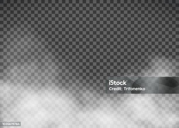 White Smoke On A Transparent Background Template Fog Stock Illustration - Download Image Now