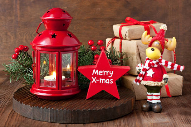 istock Burning lantern and christmas decoration 1035624146