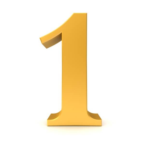 istock number 1 one first 3d gold numeral sign isolated 1035624402