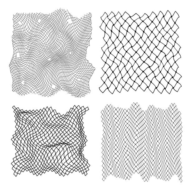 czarny element wystroju liny rybackiej. wektor - mesh texture stock illustrations