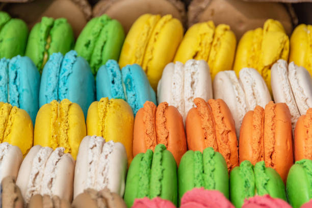 istock Multi-colored french cakes macarons in the store 1035635432