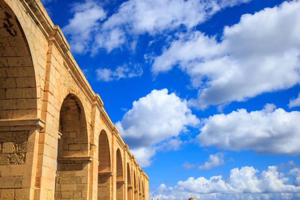istock Upper Barrakka Gardens, Valletta, Malta. Terrace under blue sky with few white clouds. Upper view. 1035640314