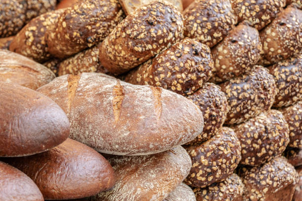 istock Fresh bread on shelves in a bakery 1035640500