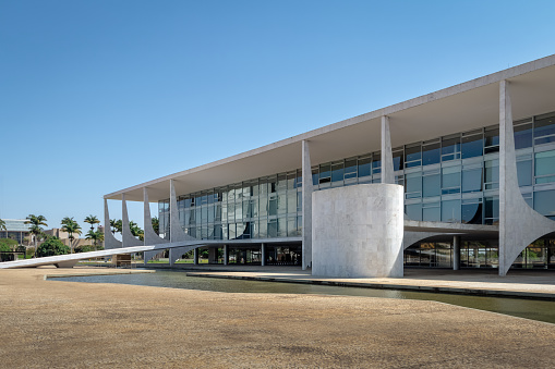 Brasilia, Brasil - Aug 26, 2018: Planalto Palace and the Parlatorium - Brasilia, Distrito Federal, Brazil