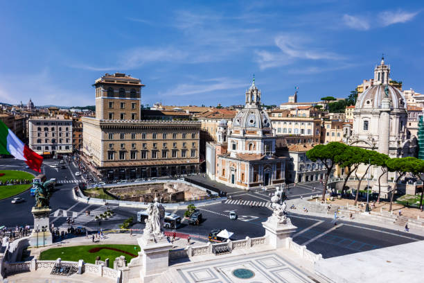 istock Piazza Venezia, Basilica Ulpia, Trajan's Column and Santa Maria di Loreto in Rome 1035643890