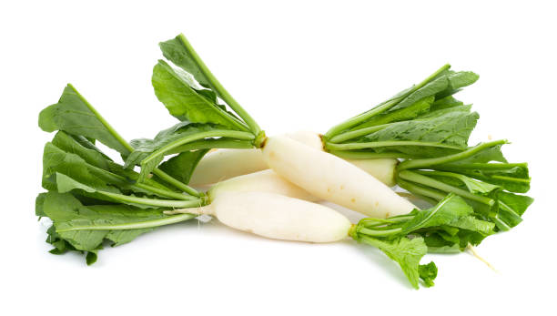 istock fresh white radish isolated on white background 1035647300