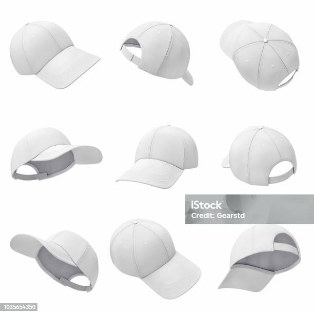 Kortfattet handikap voldtage 3d Rendering Of Many White Baseball Caps Hanging On A White Background In  Different Angles Stock Photo - Download Image Now - iStock