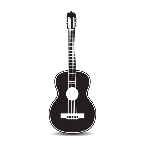 ilustrações de stock, clip art, desenhos animados e ícones de vector black and white classic guitar - country and western music illustrations