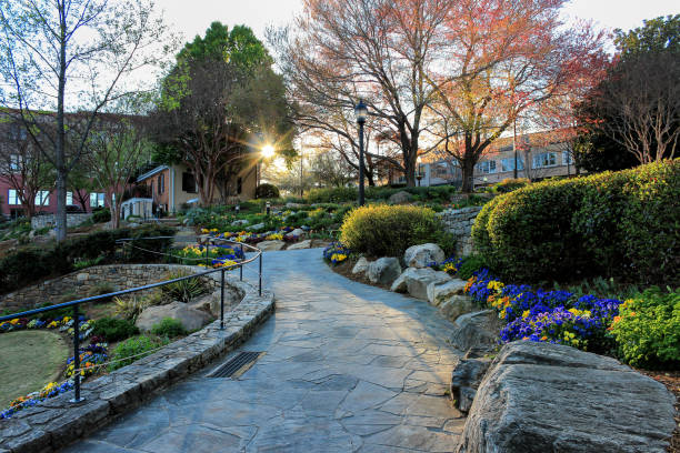 Greenville downtown Falls park sunset