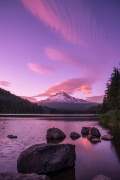istock Vibrant pink sunset over Trillium Lake, Oregon 1035668616