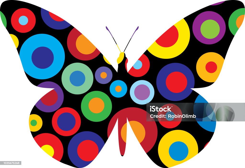 Abstract Circles Butterfly Vector illustration of a colorful abstract circles burst butterfly. Butterfly - Insect stock vector