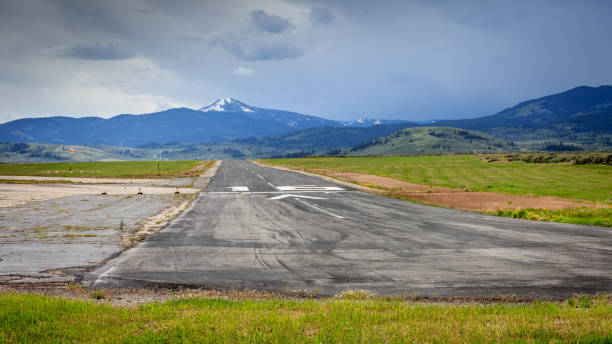 Stormy runway stock photo