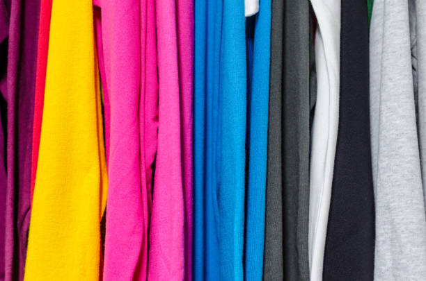 istock T-shirts made of multicolored fabric 1035679776