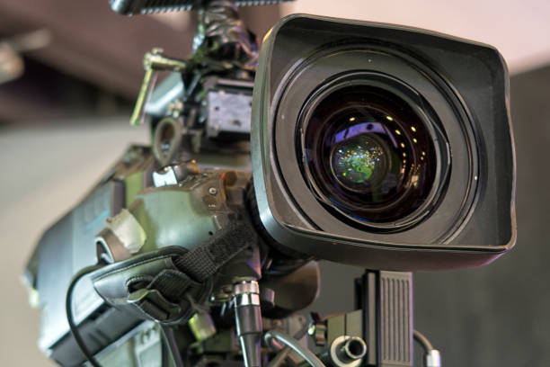 istock Professional tv camera in live show pavilion. 1035688052