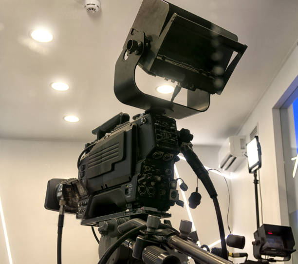 istock Professional tv camera in live show pavilion. 1035688172