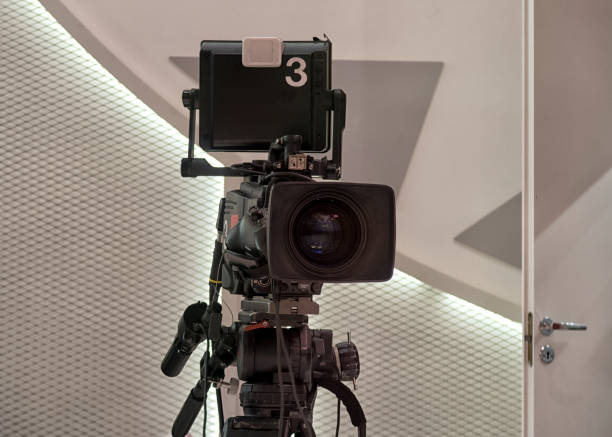 istock Professional tv camera in live show pavilion. 1035688174