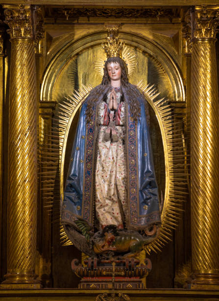istock Polychrome wooden virgin carving church Spain 1035703334