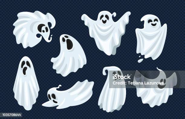 Ghost Character Halloween Scary Ghostly Monster Dead Boo Spook And Spooky  Fly Anima Isolated Cartoon Vector Set Stock Illustration - Download Image  Now - iStock
