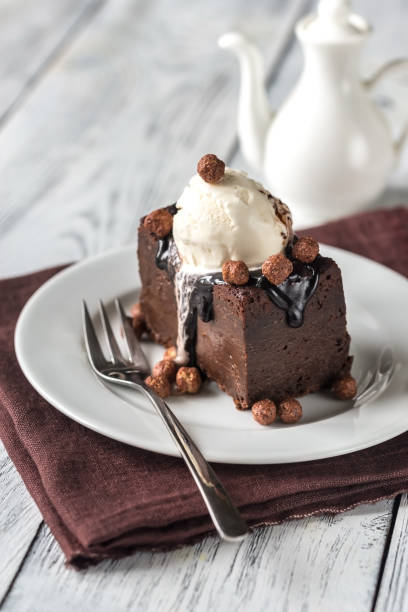 istock Chocolate brownie with vanilla ice cream 1035715798