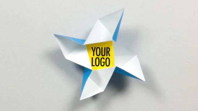intro outro, logo reveal origami stop motion animation with alpha channel, luma matte