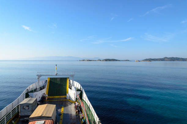 istock OURANOPOLIS, GREECE - OCTOBER 22, 2017: Original ferry in bay near Athos mount 1035740260