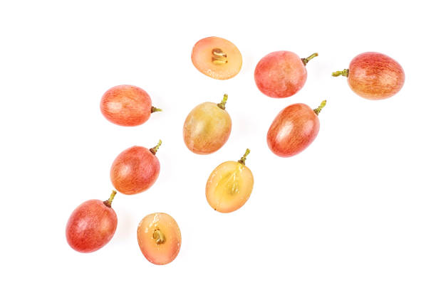 istock Red grapes collection isolated on white background, top view. 1035742786