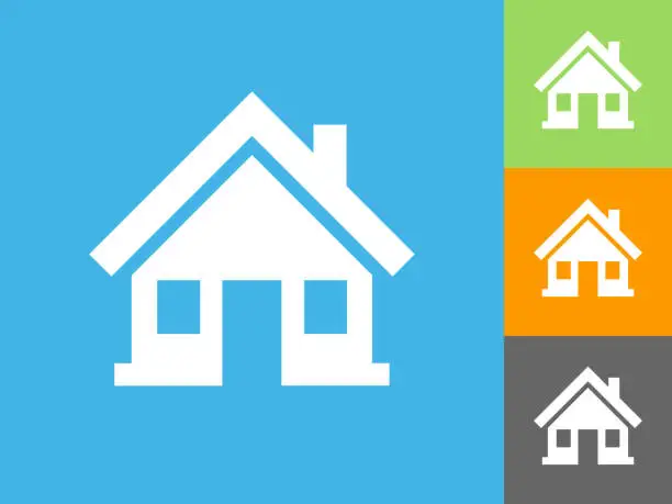 Vector illustration of Home  Flat Icon on Blue Background