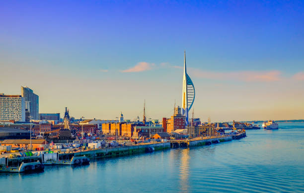 Portsmouth, England, June 2018, Portsmouth port in the late evening