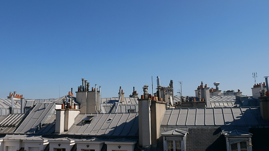 paris blue sky and roof view