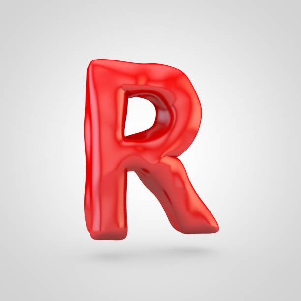istock Red plasticine letter R uppercase isolated on white background. 1035748368