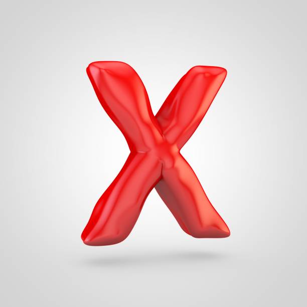 istock Red plasticine letter X uppercase isolated on white background. 1035748428