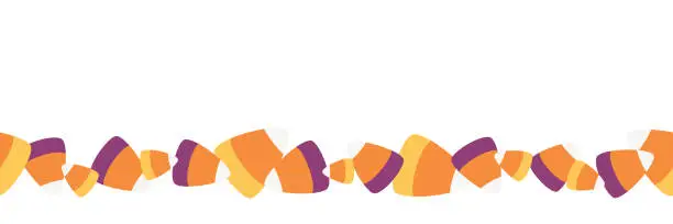 Vector illustration of Vector Scattered Sweet Candy Corn Seamless Border
