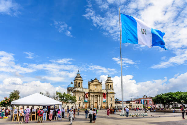 Cathedral of Guatemala City in Plaza de la Constitucion, Guatemala City, Guatemala stock photo